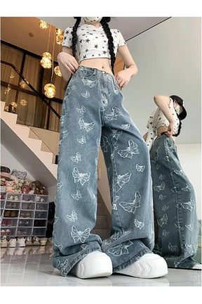 Fall Butterfly Dream Wide-Leg Jeans