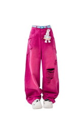 Stylish Rose red Candy Crush Bunny Cargo Pants.