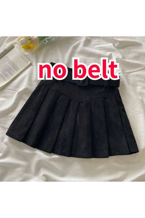 Elegant black Caramel Pleat Skirt, belt not included.