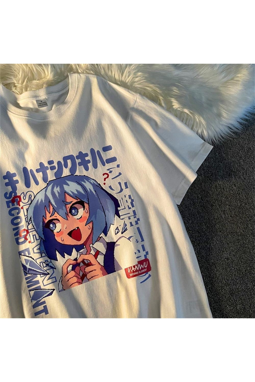 White Cartoon Anime Girl T-Shirt X1523 showcase.