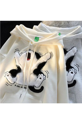 Fall Cartoon Cat Fleece Hoodie