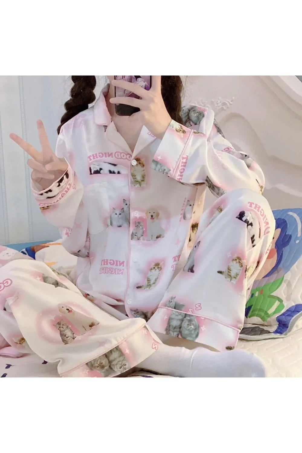 Cartoon Cat Pajama Set