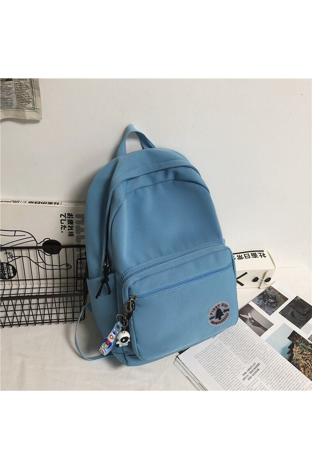 Blue Casual Nylon College Backpack for students.