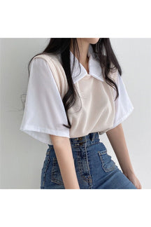 Apricot Casual Polo Two Piece T-shirt, cozy.