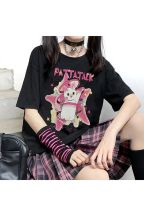 Cat Print Y2k T-Shirt