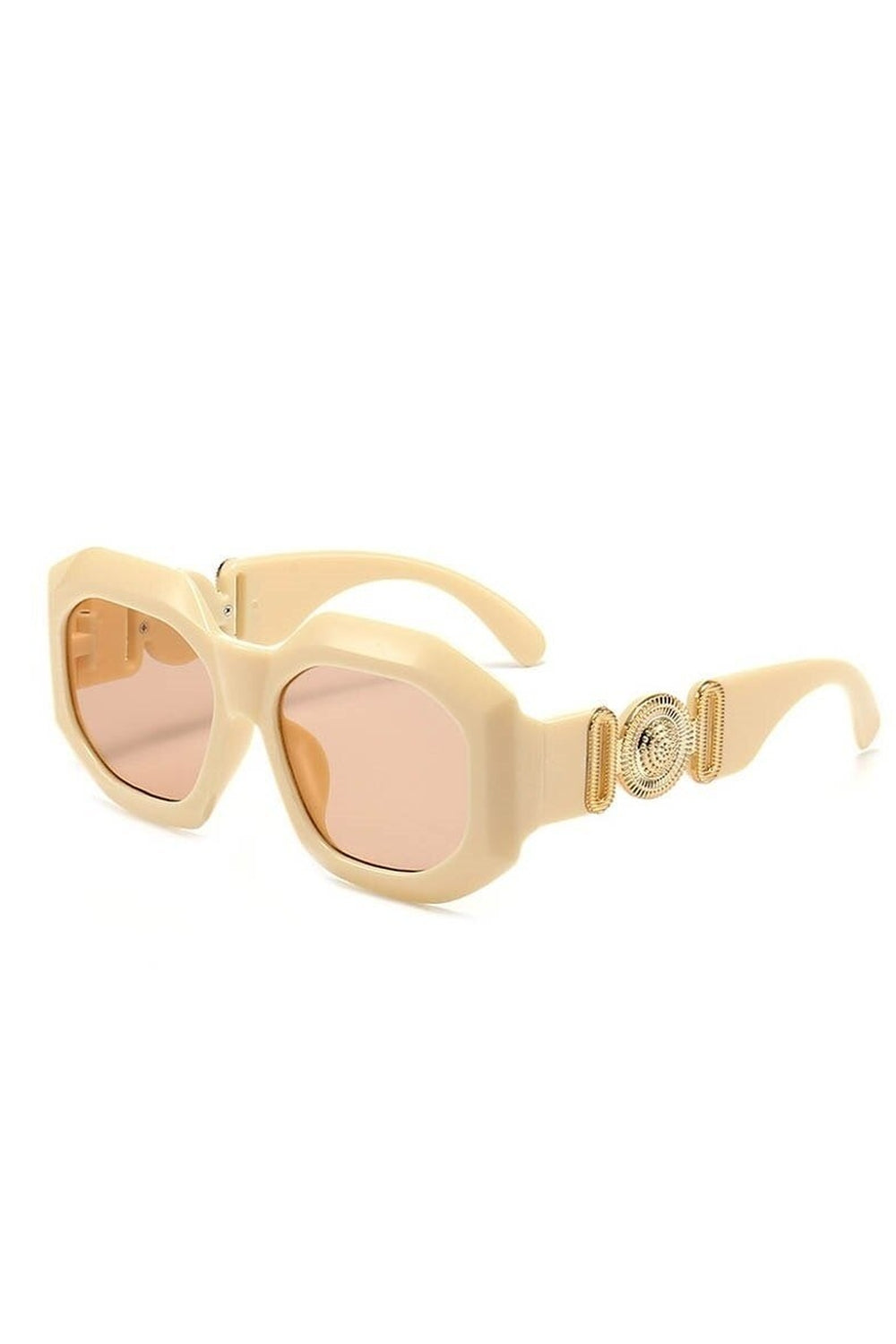 Square Celebrity Luxury Sunglasses in Beige Tea shade.