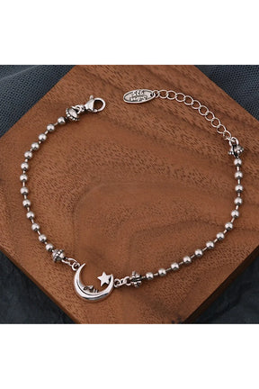 Celestial Moon & Star Silver Bracelet