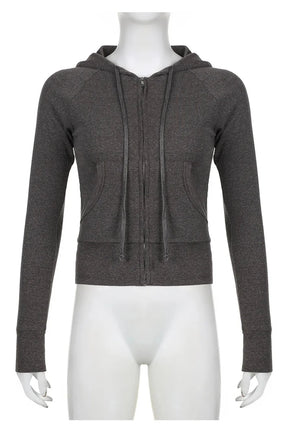 Fall Charcoal Chic Zip-Up Hoodie