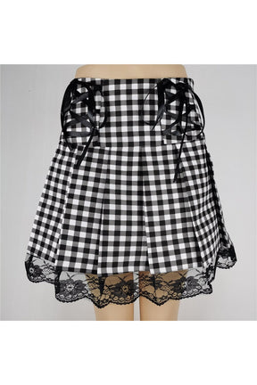 Chic checkerboard lace-up skirt, variant 9513-1HB.