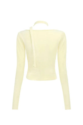 Yellow chic choker top exudes modern elegance.