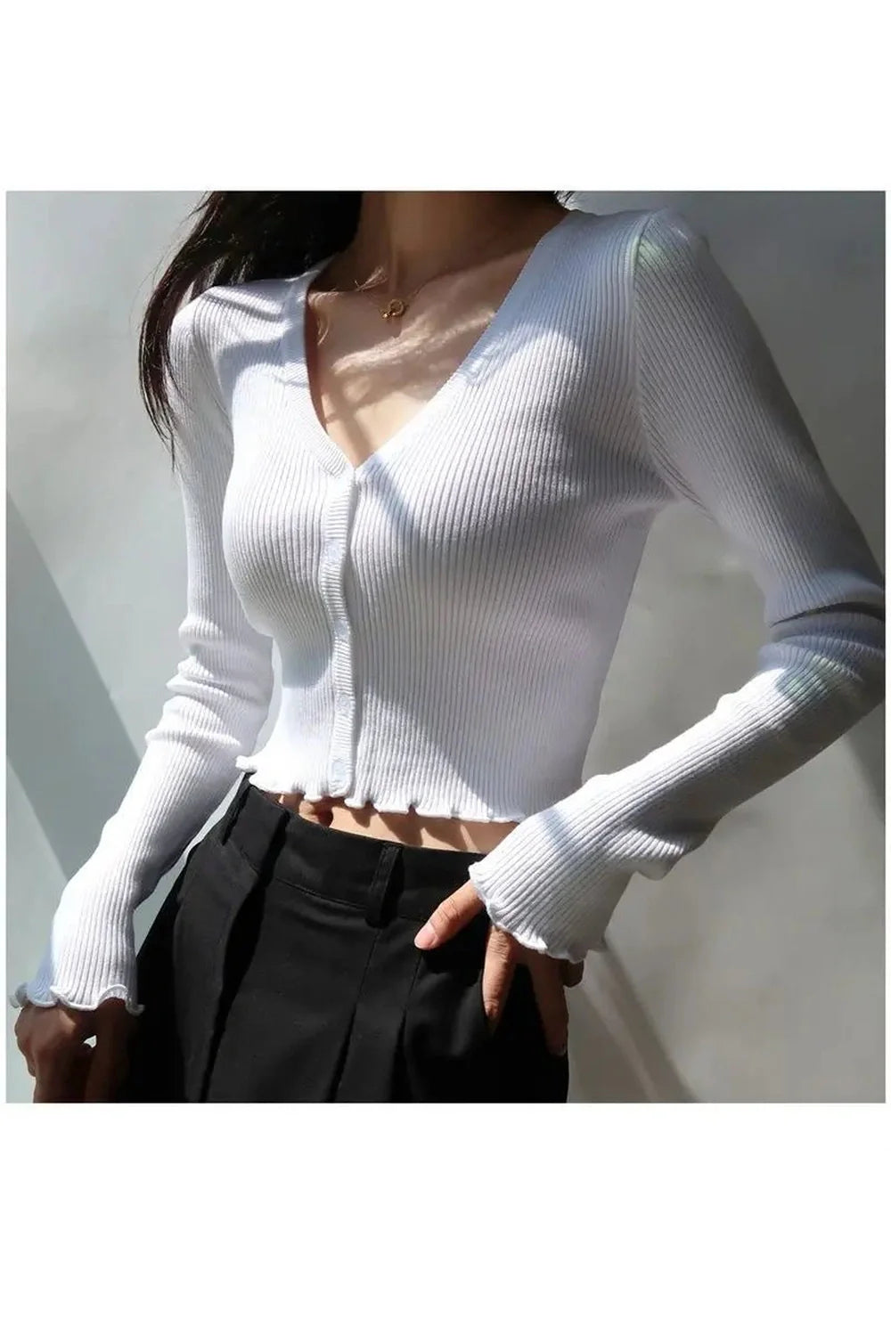 Stylish black Chic Crop Cardigan Top.