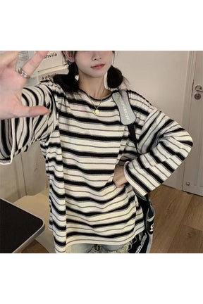 Stylish white striped long sleeve tee for all.