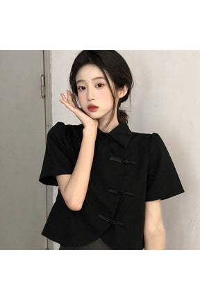 Chinese Style Crop Top Shirt