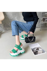 Green Chunky Platform Sandals, stylish and comfortable.