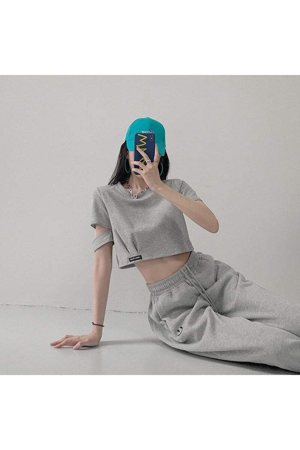 Gray variant Clean Girl Summer Crop Top exudes freshness.