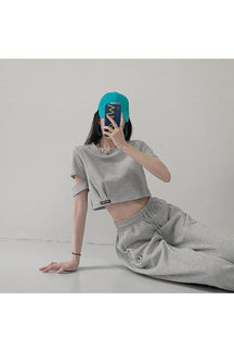 Gray variant Clean Girl Summer Crop Top exudes freshness.