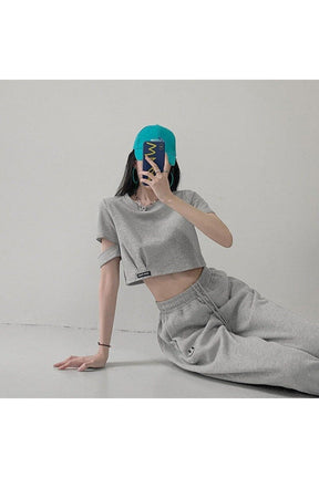 Gray variant Clean Girl Summer Crop Top exudes freshness.