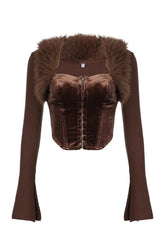 Stylish Brown Cocoa Couture Fur Corset Top.