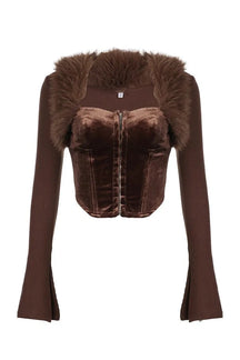 Stylish Brown Cocoa Couture Fur Corset Top.