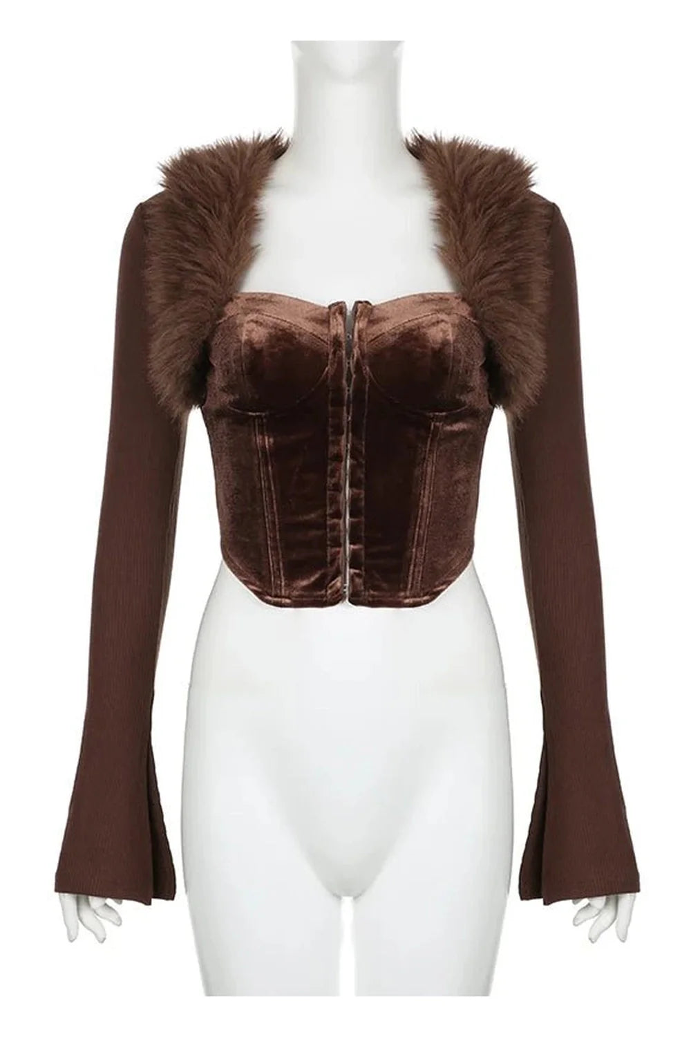 Stylish Brown Cocoa Couture Fur Corset Top.