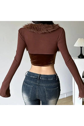 Cocoa Couture Faux Fur Corset Top