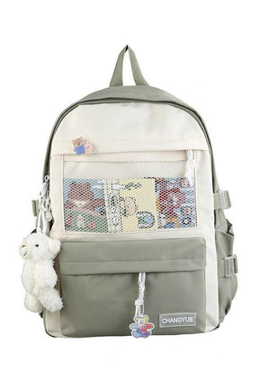 Stylish College Fashion Pastel Backpack in Green.