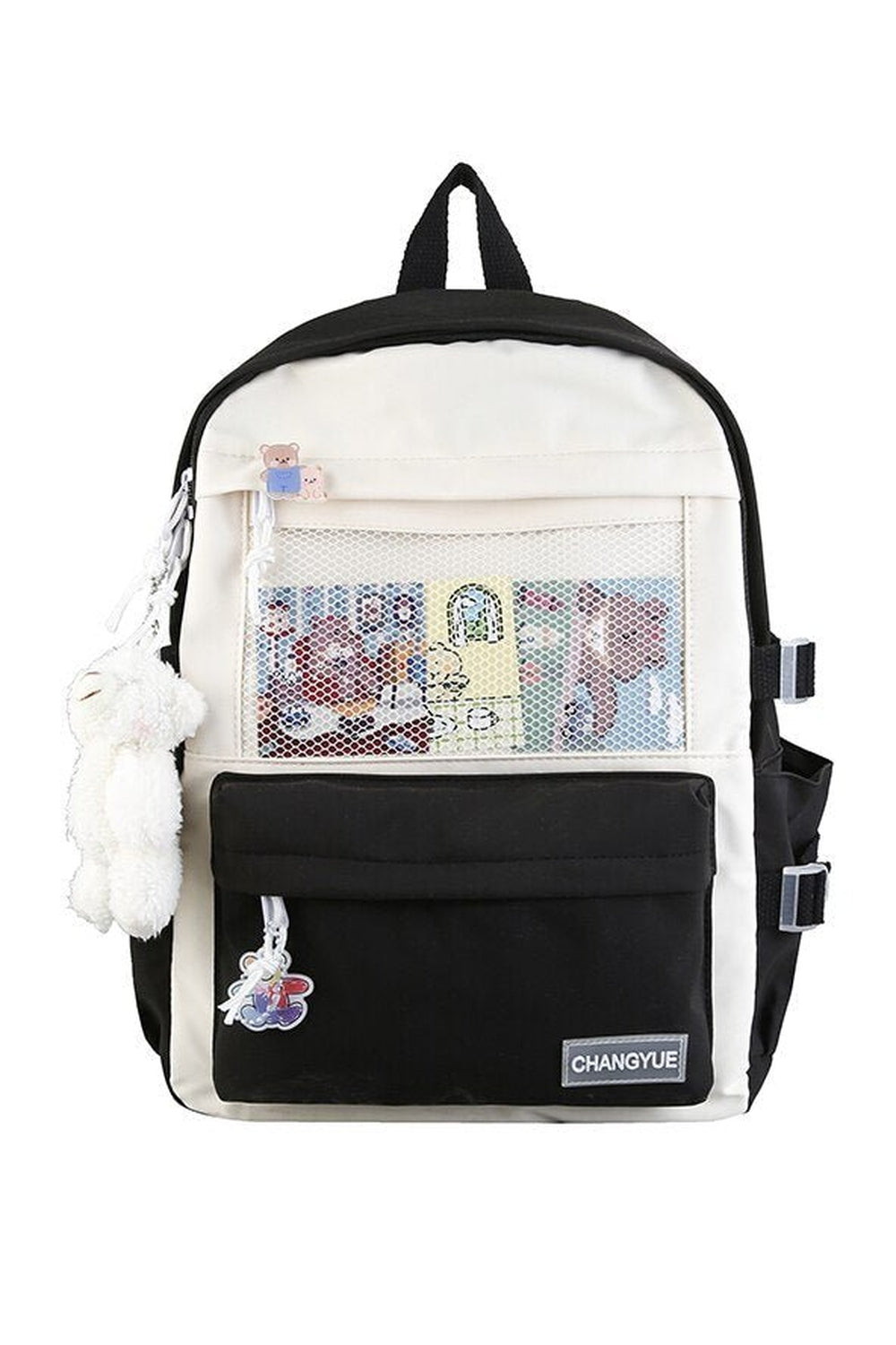 Stylish Black College Fashion Pastel Backpack display.