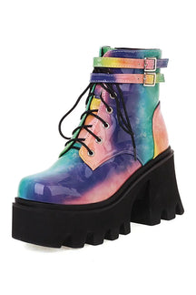 Colorful Motorcycle Ankle Boots