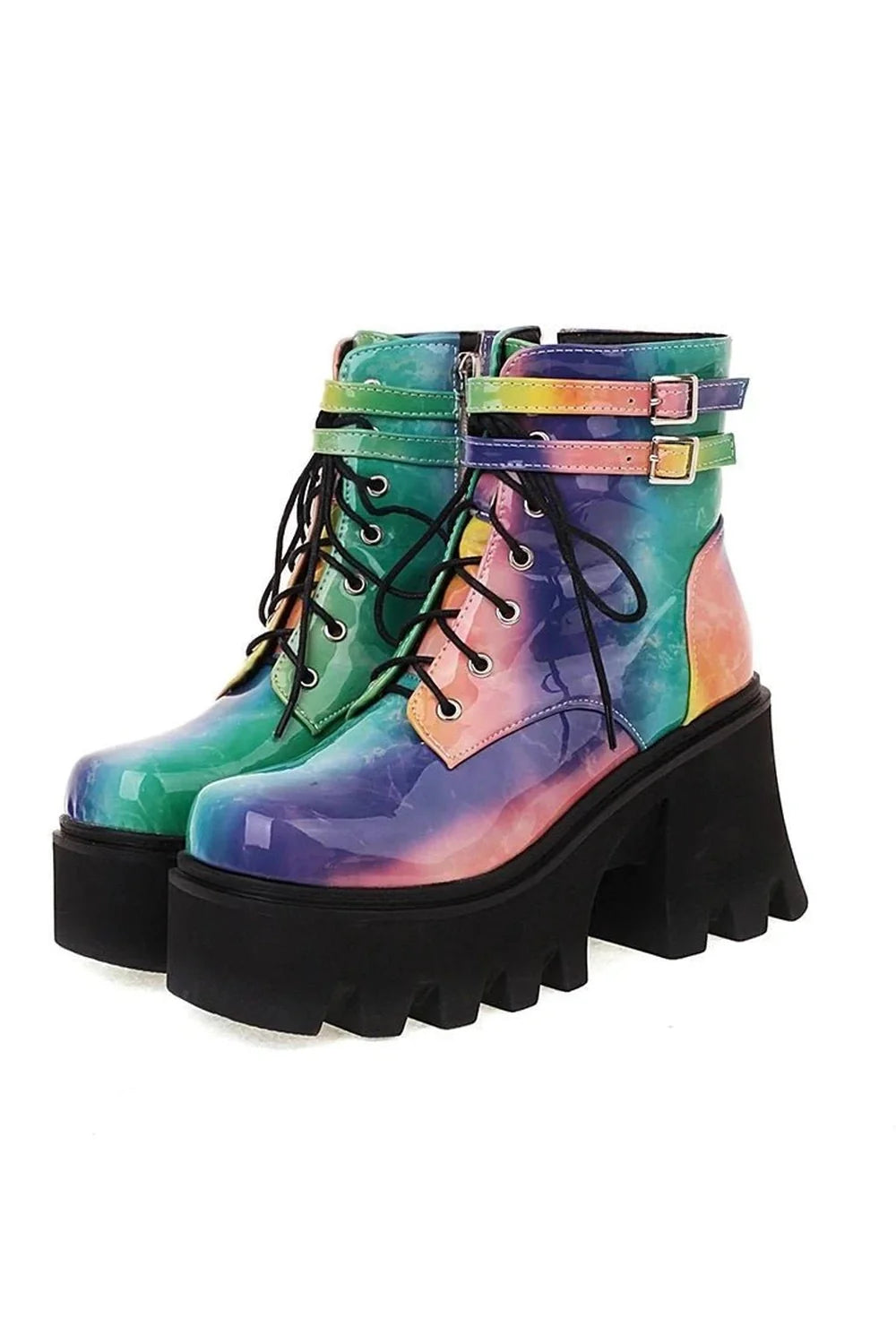 Colorful Motorcycle Ankle Boots