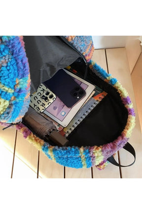 Colorful Patchwork Sherpa Backpack