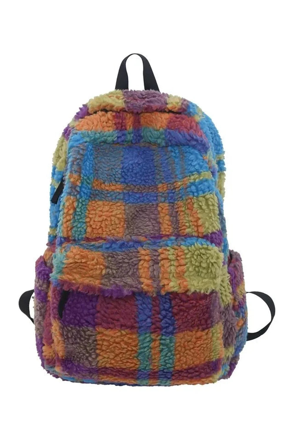 Colorful Patchwork Sherpa Backpack