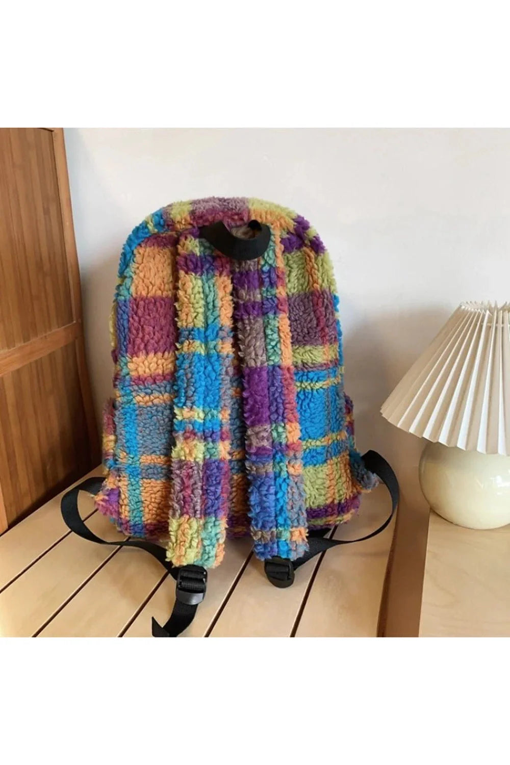 Colorful Patchwork Sherpa Backpack