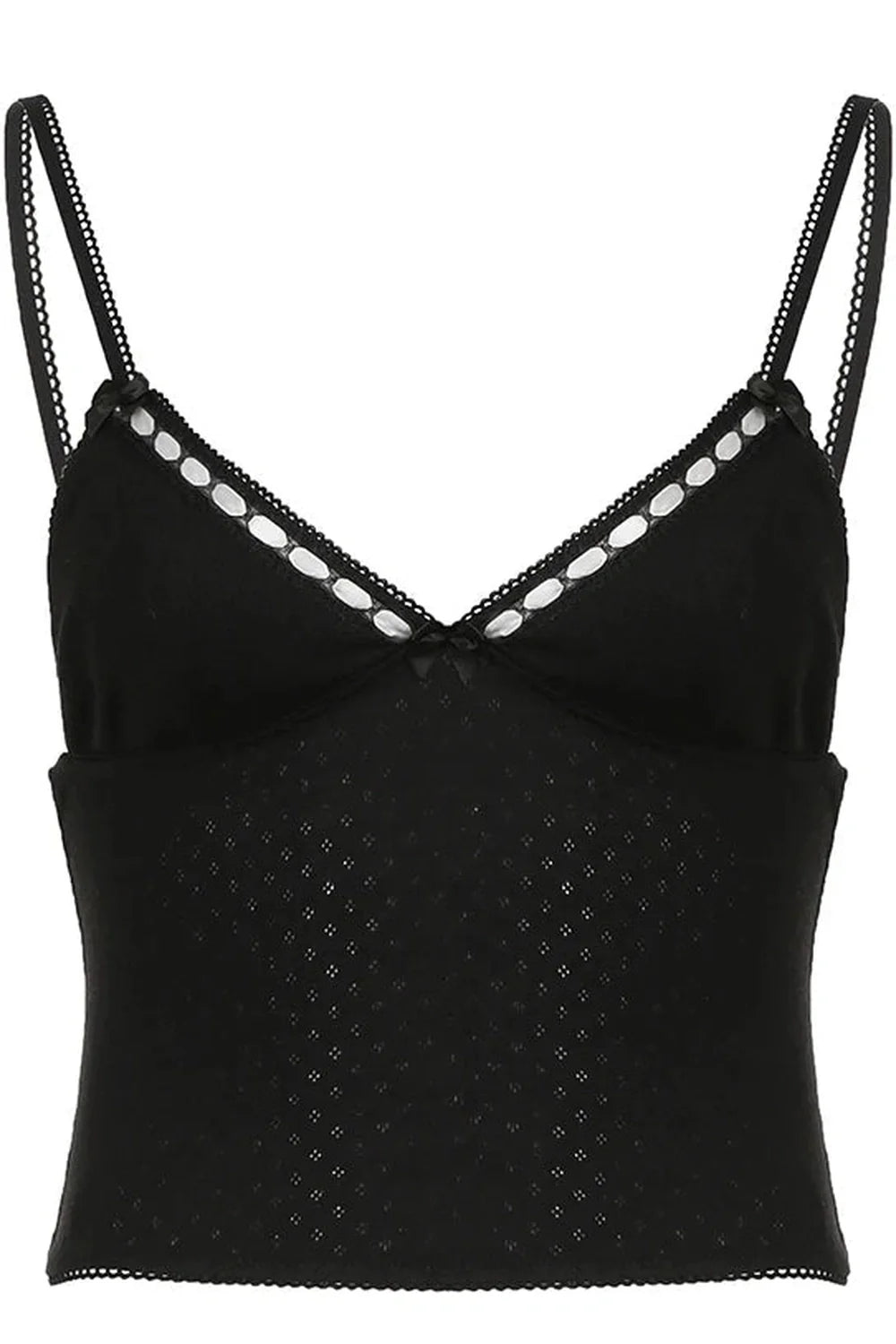 Black Contrast Lace Bow Top exudes elegance.