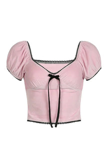 Stylish Pink Contrast Lace Crop Top for Women.