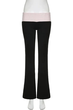 Contrast Patch Flare Pants