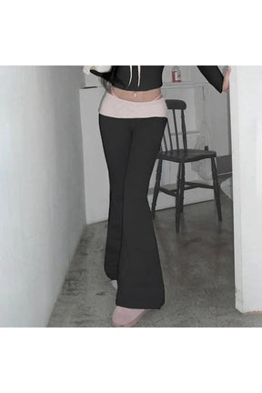 Contrast Patch Flare Pants