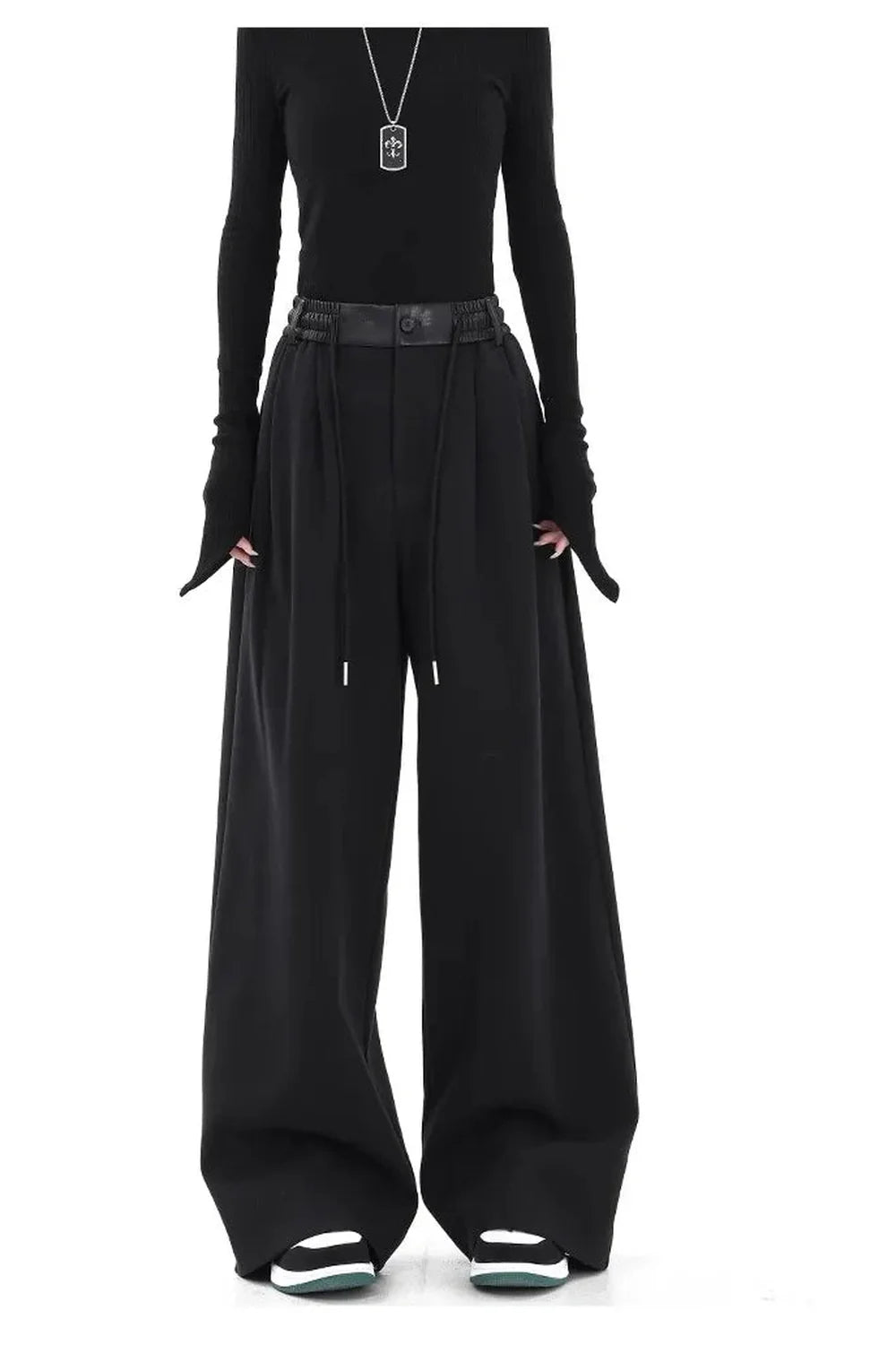 Contrast Spliced Wide Pants