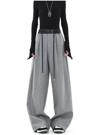 Contrast Spliced Wide Pants