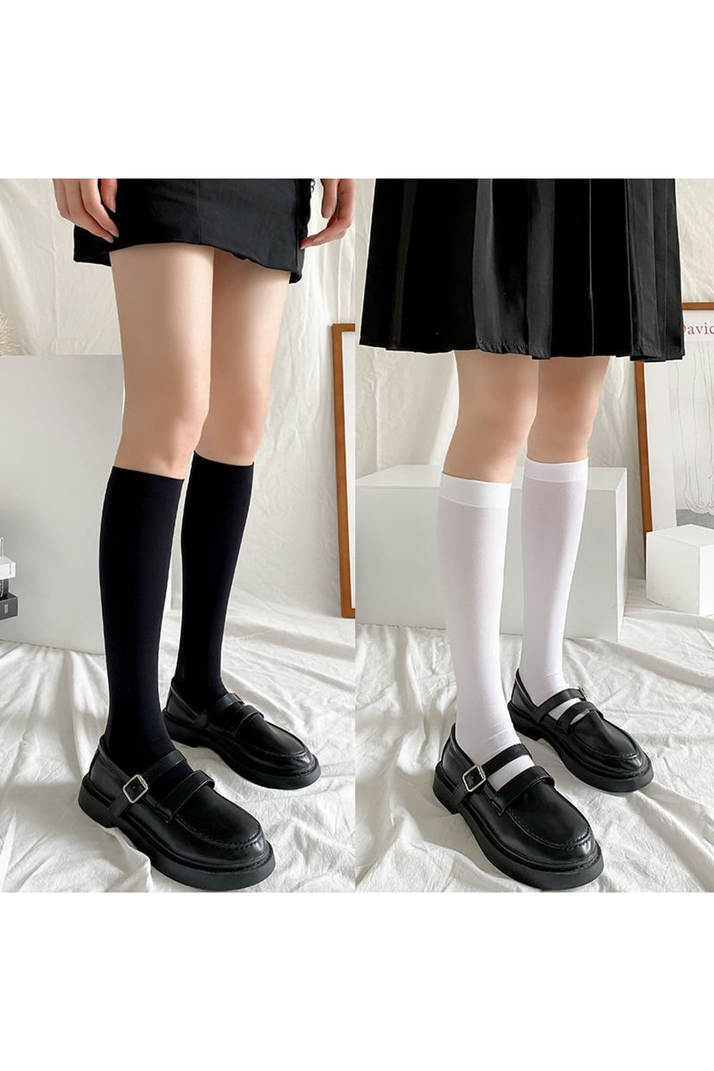 Coquette Black & White Long Socks