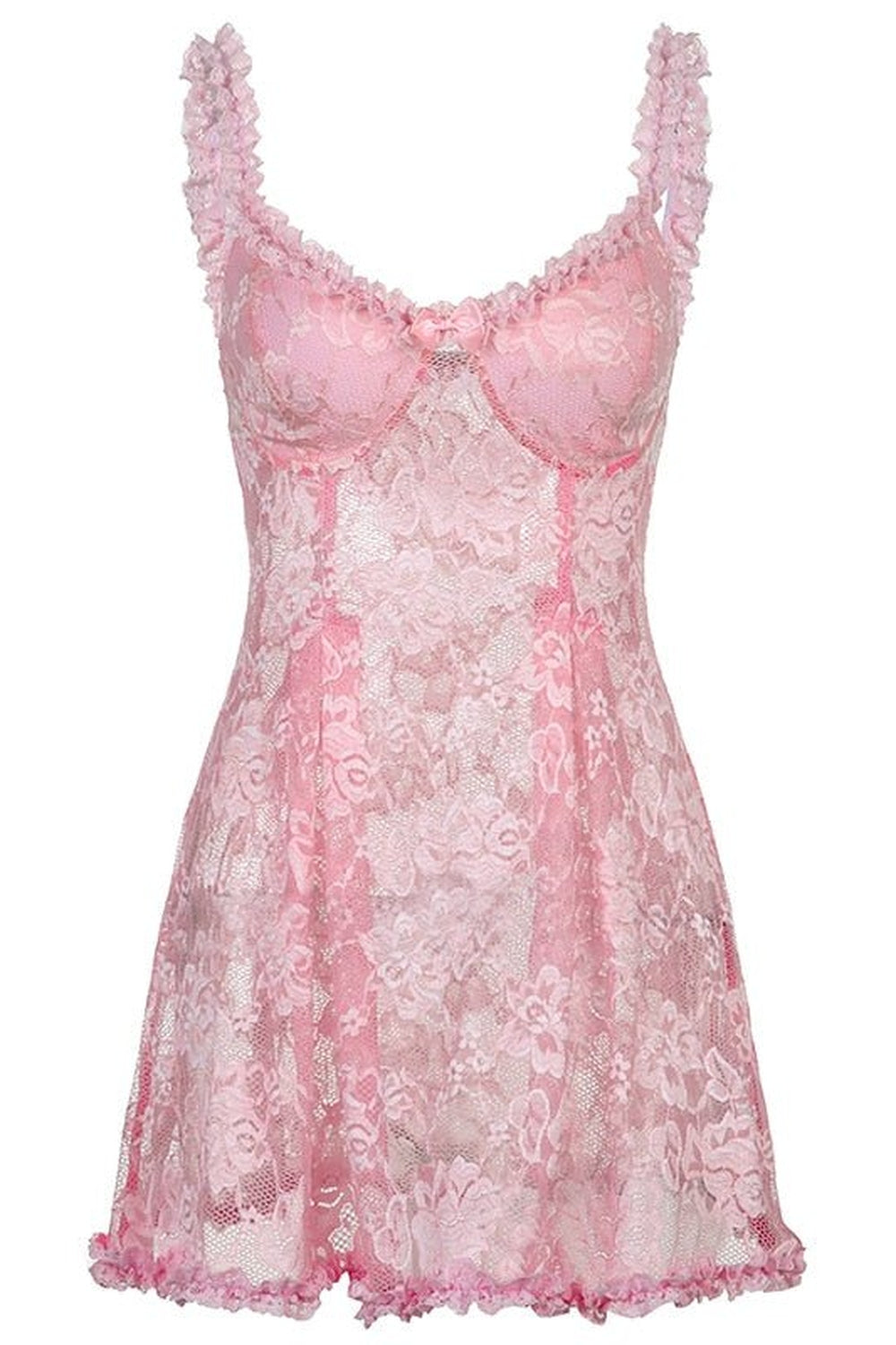 Coquette Lace Dress in Pink, featuring delicate lace.