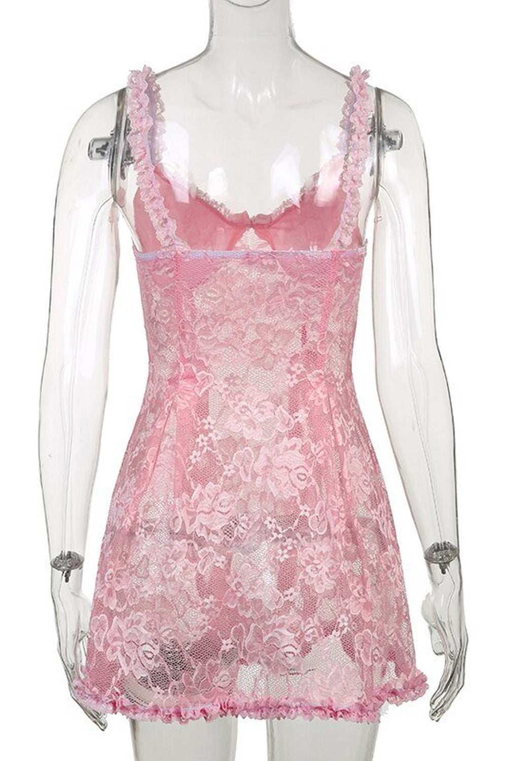 Coquette Lace Dress in Pink, featuring delicate lace.