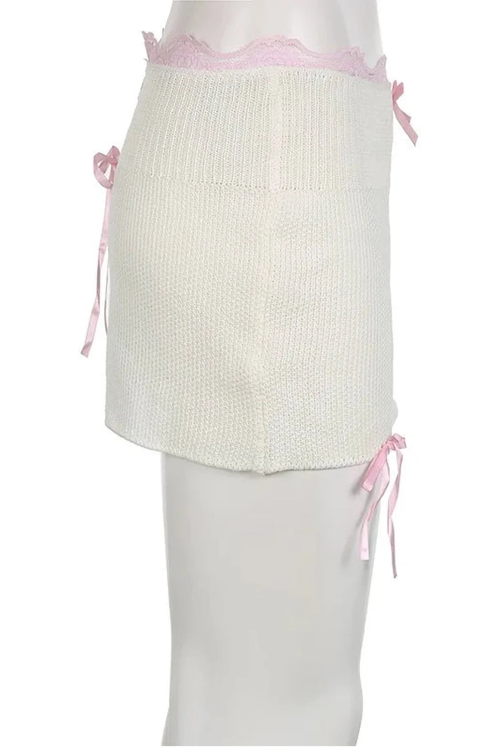 White Coquette Lace Knitted Ballet Skirt, elegant.