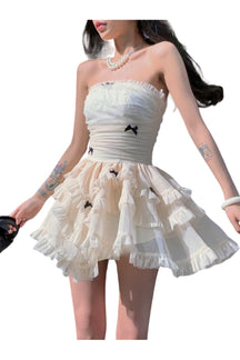 Apricot Corset Coquette Mini Dress exudes elegance.