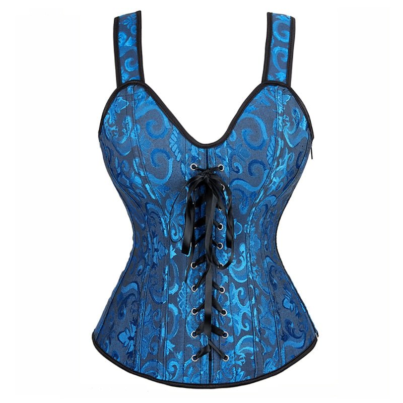 Blue Corset With Straps featuring new design.