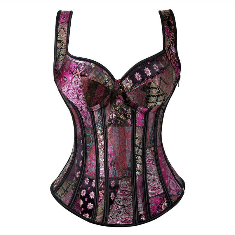 Purple 1 corset with straps for elegance.