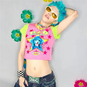 Colorful Cosmic Canine Top with vibrant patterns.