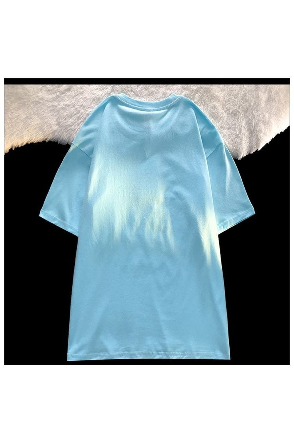 Casual sky blue college t-shirt, comfortable cotton blend.