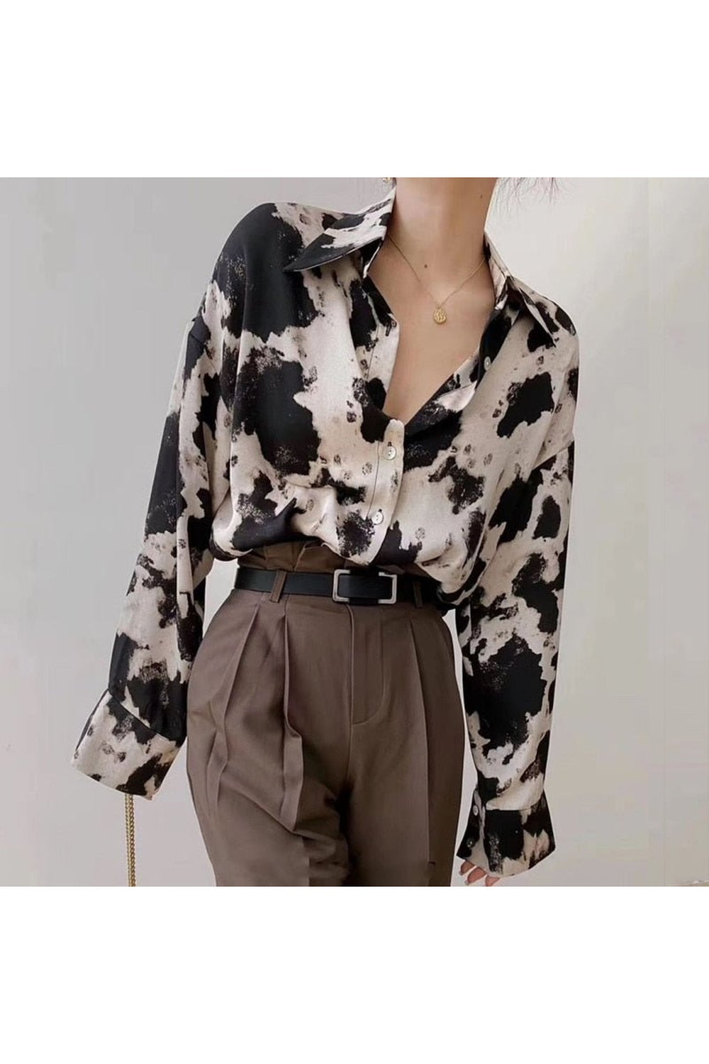 Cow Print Button Up Shirt