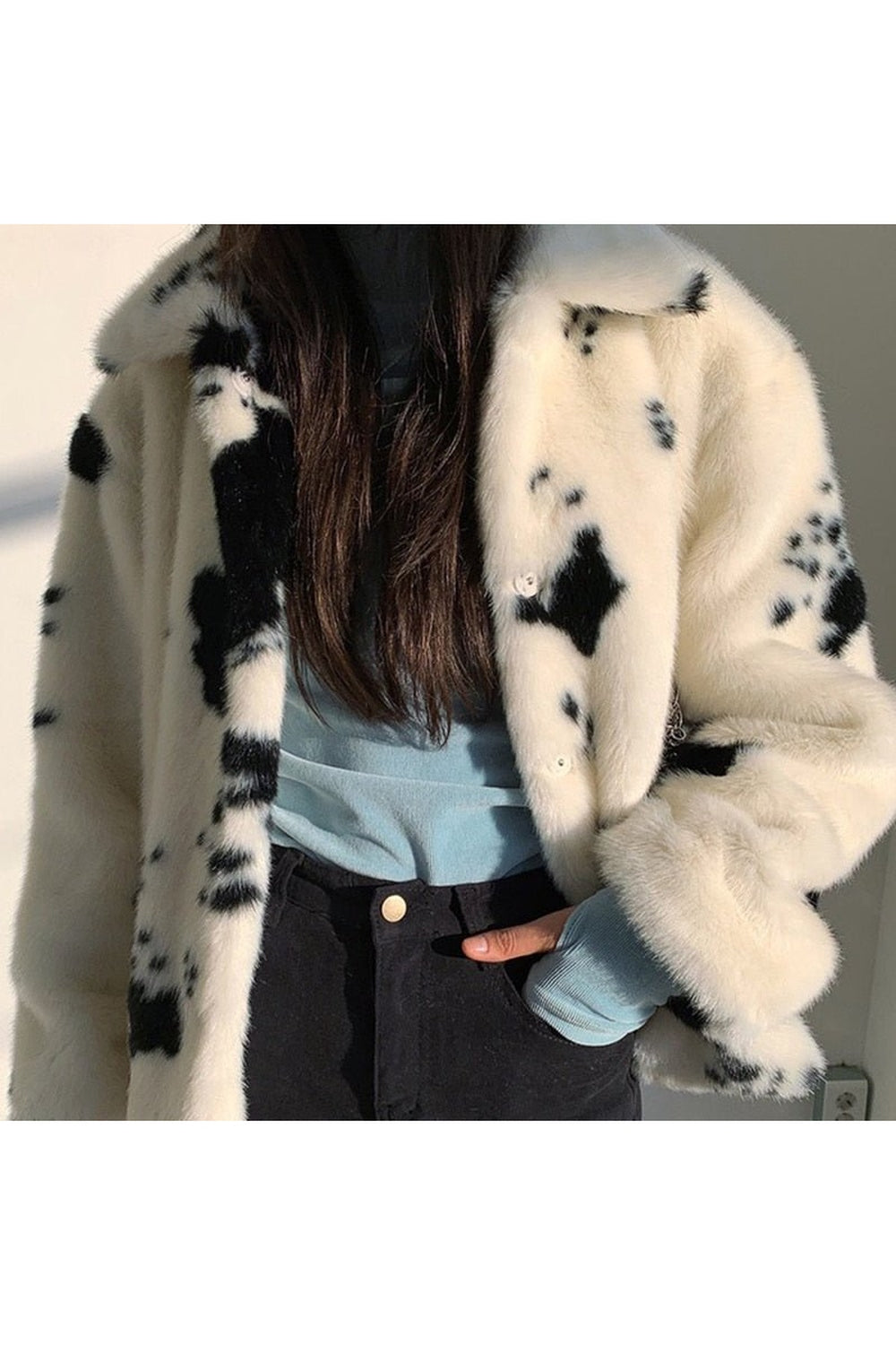 Fall Cow Print Warm Jacket