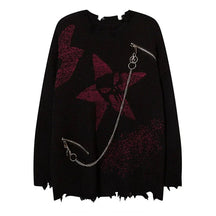 Stylish black Crimson Chaos Chain Sweater with flair.